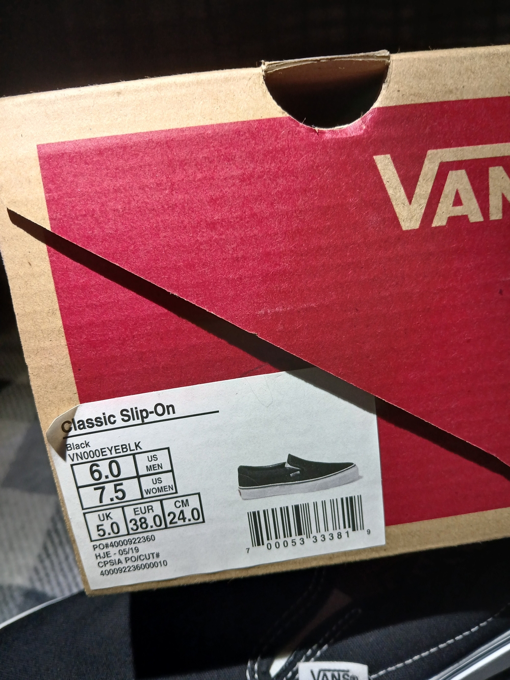 Vans Black and White Slip-On with Red Tag - Picture 4 of 4